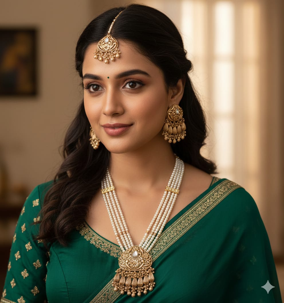 Matt Polish Necklase With Earrings And Tika